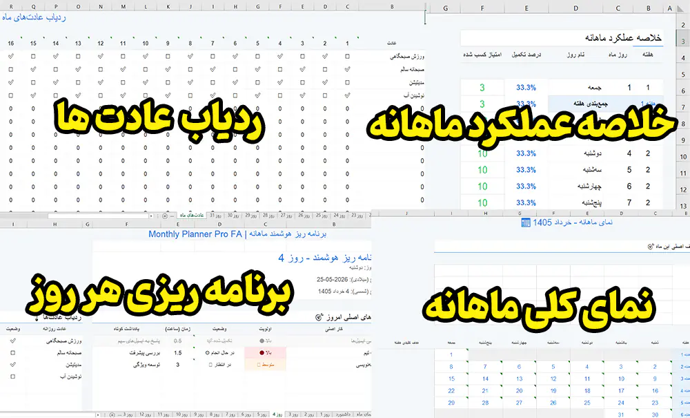 دانلود رایگان فایل اکسل برنامه ریزی هوشمند ماهانه (۱۴۰۴ و ۱۴۰۵)