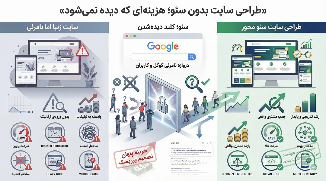 طراحی سایت بدون سئو چه ضرری دارد؟ | تصمیمی پرهزینه برای کسب‌وکارها
