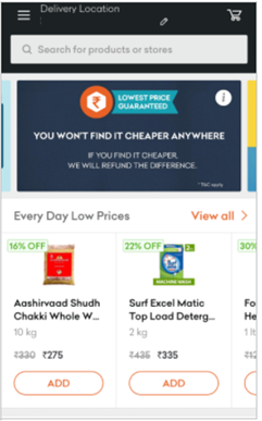 اپلیکیشن فروشگاهی Grofers