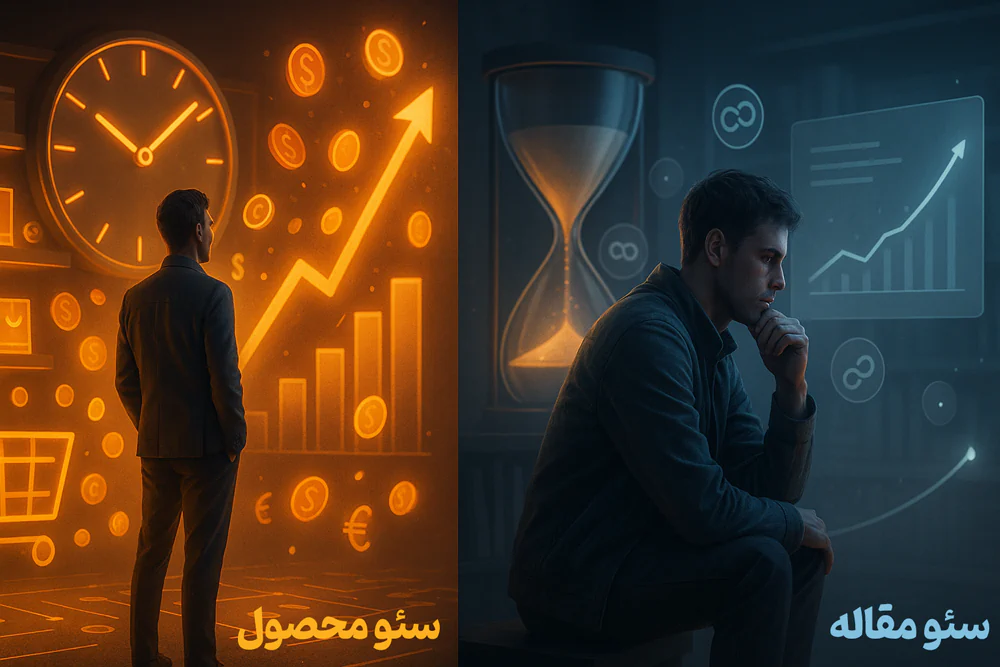 مقایسه بازدهی سئو کردن مقاله و محصول از نظر زمان و نتیجه