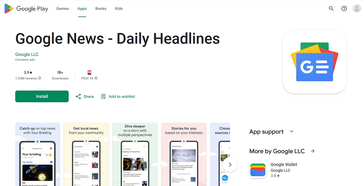 اپلیکیشن خبری Google News