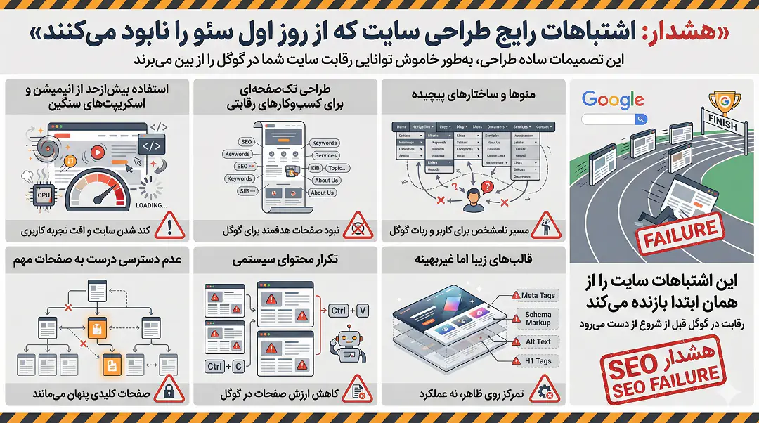 اشتباهات رایج در طراحی سایت که سئو را نابود می کند
